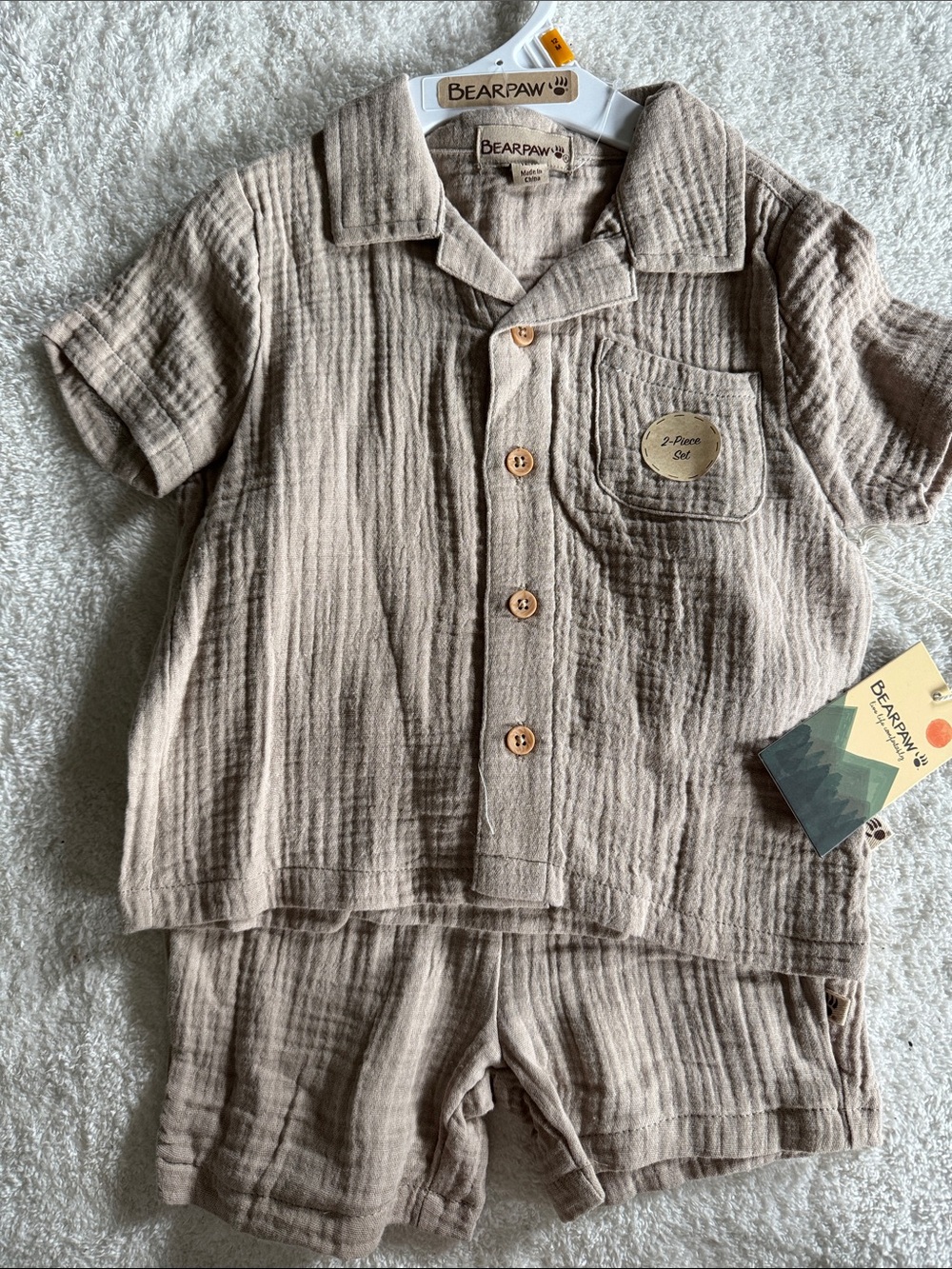BearPaw Kids Two-Piece Matching Set in Beige